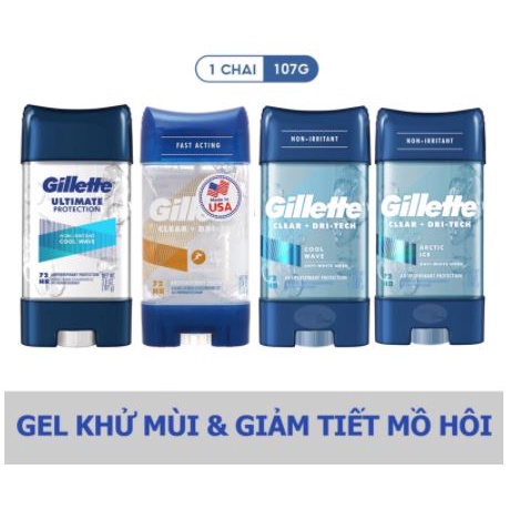 Lăn khử mùi nam Gillette Clear Gel 107g Sport Active , Arctic Ice , Cool Wave 6in1 Ultimate Protection