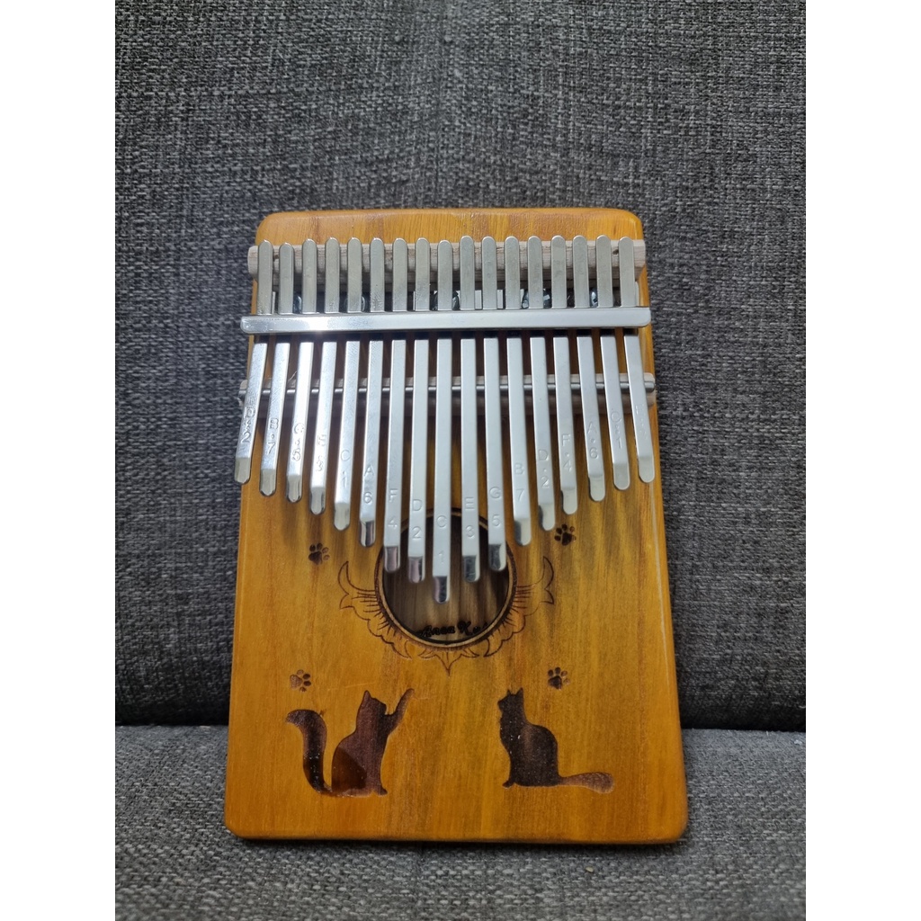 Đàn Kalimba 17 phím hai mèo vàng chính hãng Đầy Đủ Phụ Kiện