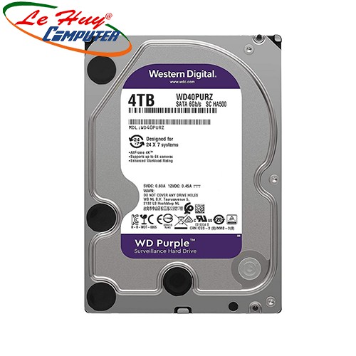 Ổ cứng HDD Western Purple 4TB 3.5 inch SATA III 64MB Cache 5400RPM WD40PURZ