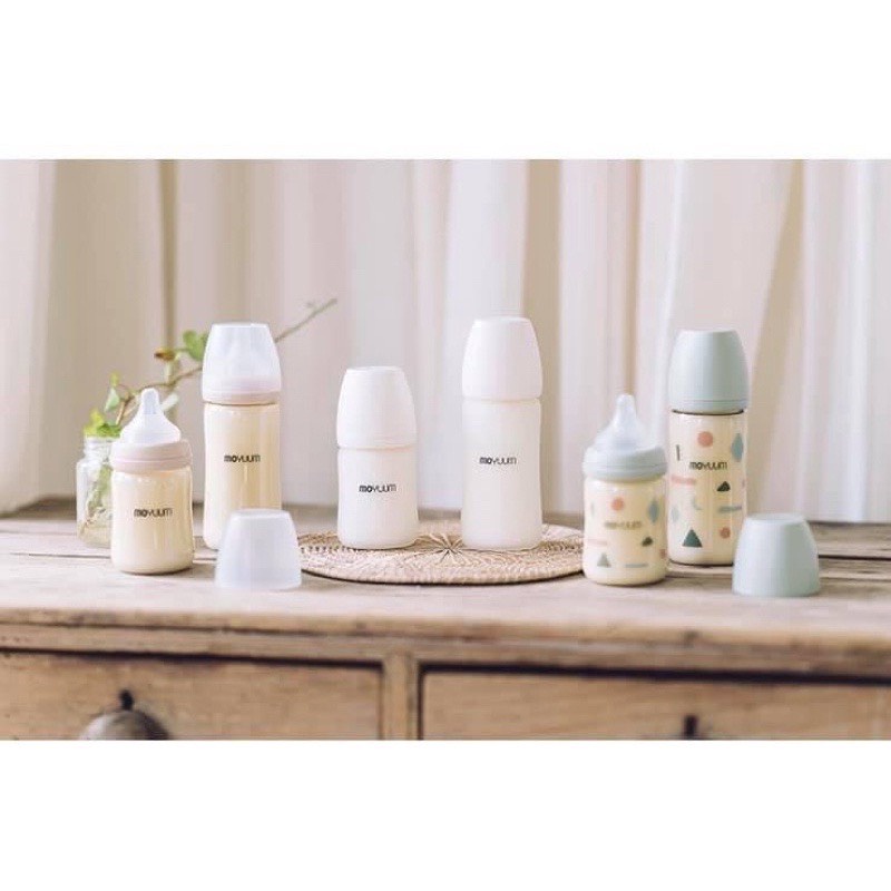 Bình sữa moyuum thuỷ tinh tráng Silicone siêu nhẹ Nội Địa Hàn cao cấp 150/240ml