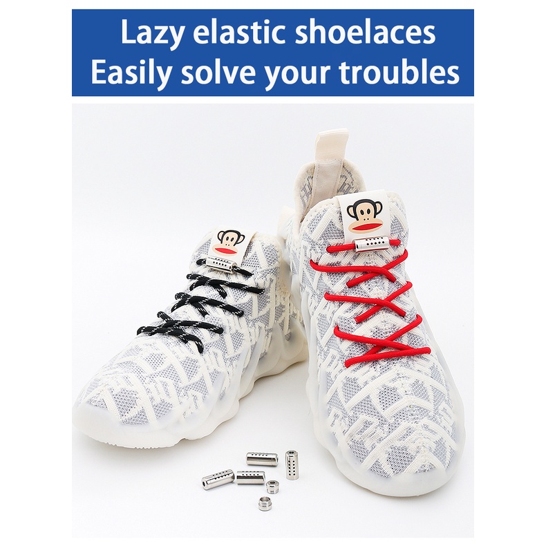 1 Cặp Dây Cao Su Co Giãn Hình Tròn Không Cần Buộc Dây Giày Sneaker Cho Người Lớn Và Trẻ Em