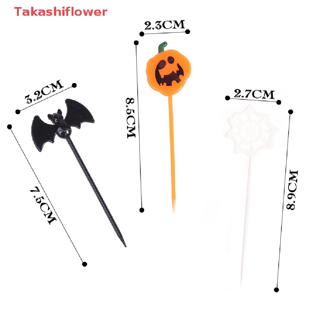 Set 10 Nĩa Ăn Trái Cây Họa Tiết Hoạt Hình Phong Cách Halloween