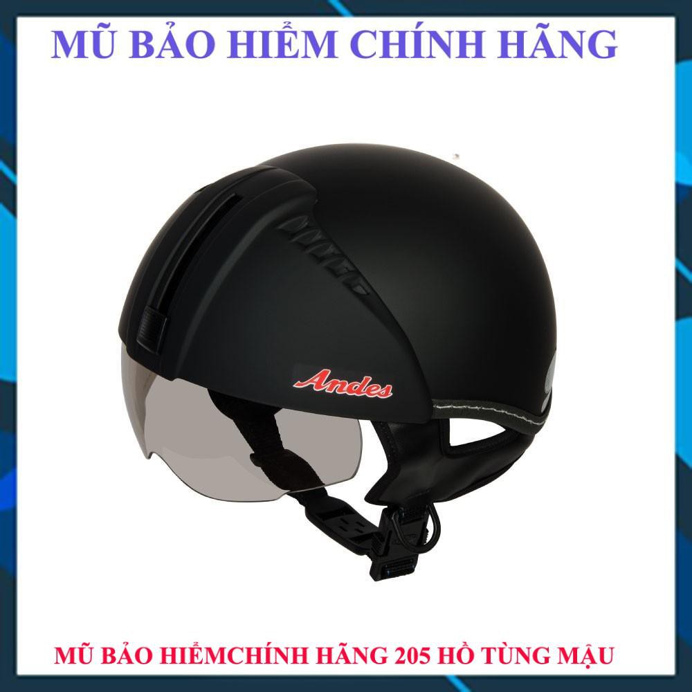 Mũ bảo hiểm dấu kính Andes 181 đen nhám [ Chính Hãng ]