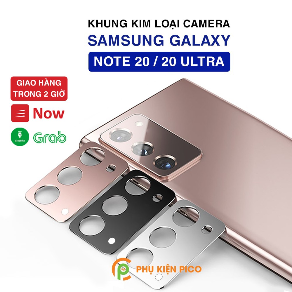 Dán camera Samsung Galaxy Note 20 Ultra khung kim loại bảo vệ an toàn camera sau 3 màu đen, bạc, vàng hồng