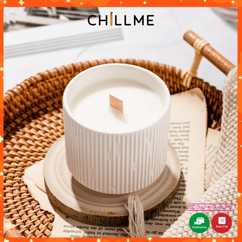 Nến thơm phòng sáp đậu nành cốc gốm chillme thiên nhiên không khói sang trọng CG