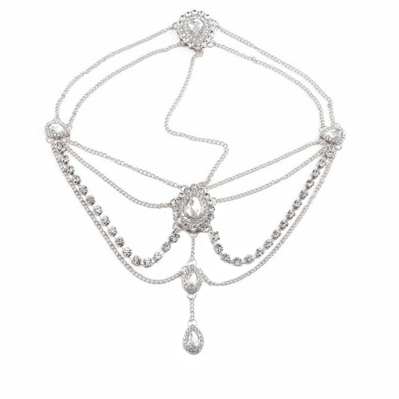 Chuỗi Dây Đeo Trán Đính Đá Pha Lê Phong Cách Ấn Độ Dành Cho Cô Dâu