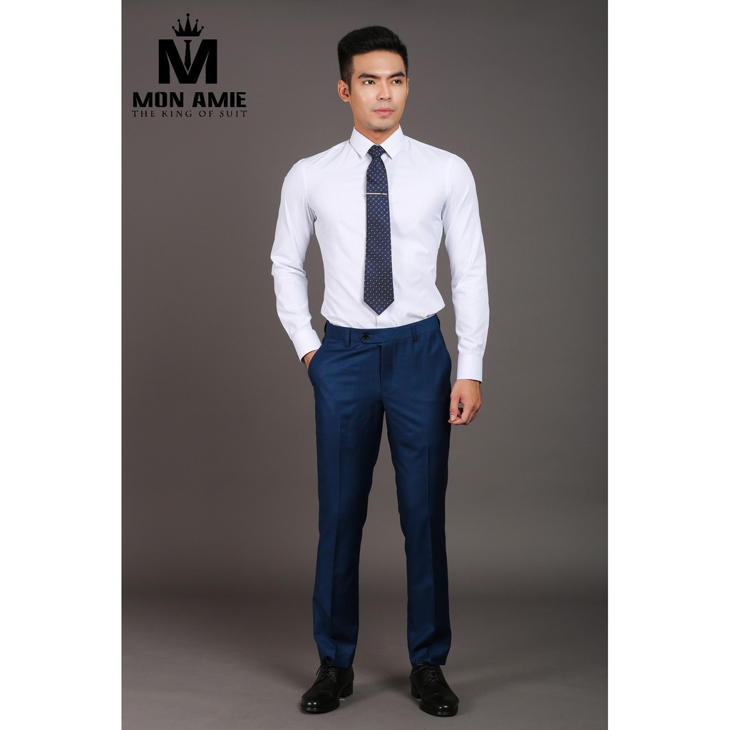 Áo Sơ Mi Trắng Nam Mon Amie Dài Tay Slim Fit - S01.501