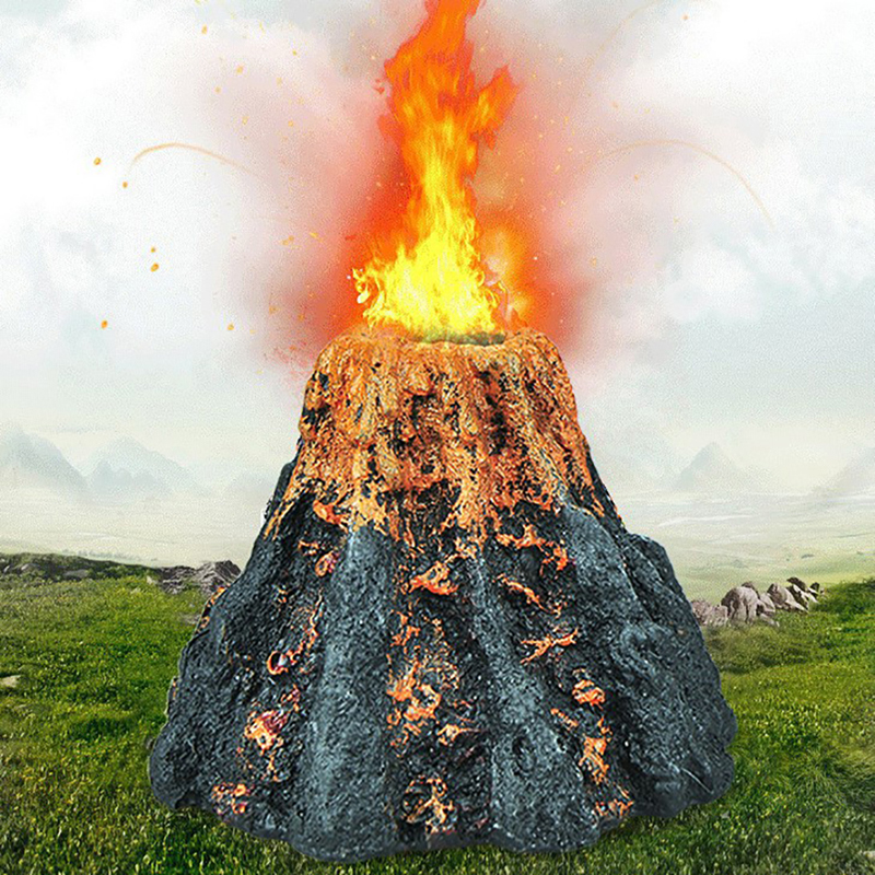 Núi Lửa Phun Bọt Khí Bằng Nhựa Resin Trang Trí Bể Cá