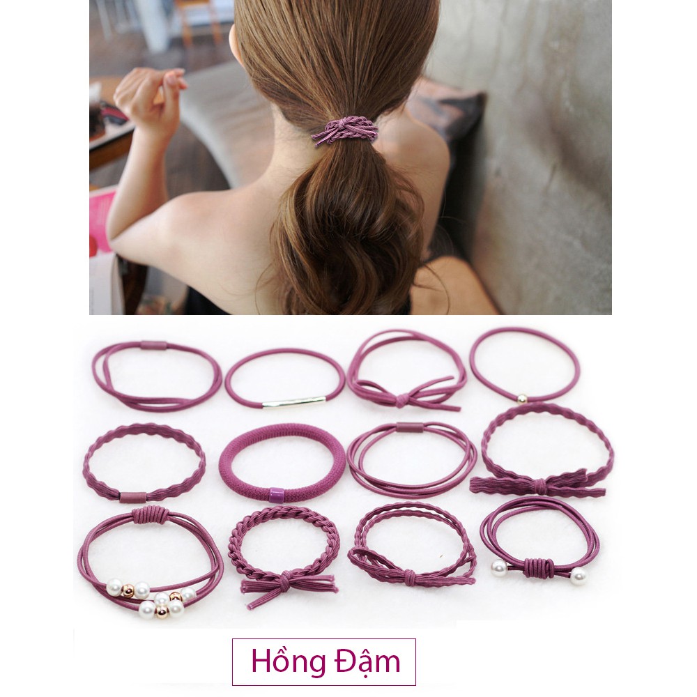 Sét 12 dây buộc tóc Hàn Quốc (kèm video ảnh thật) - CMS