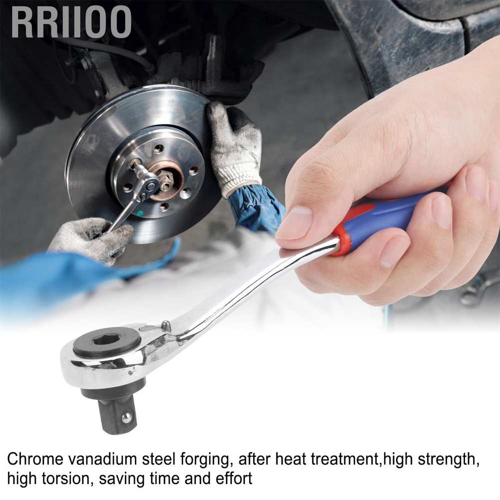 Rriioo 3/8in 72 Teeth Ratchet Wrench Chromium Vanadium Steel Socket Maintenance Tools