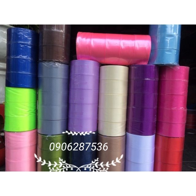 1 lố 5 cuộn Ruybang lụa 4 Cm