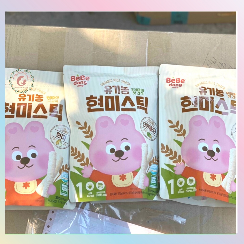 Bánh que ăn dặm gạo lứt hữu cơ Bebedang cho bé 6m+