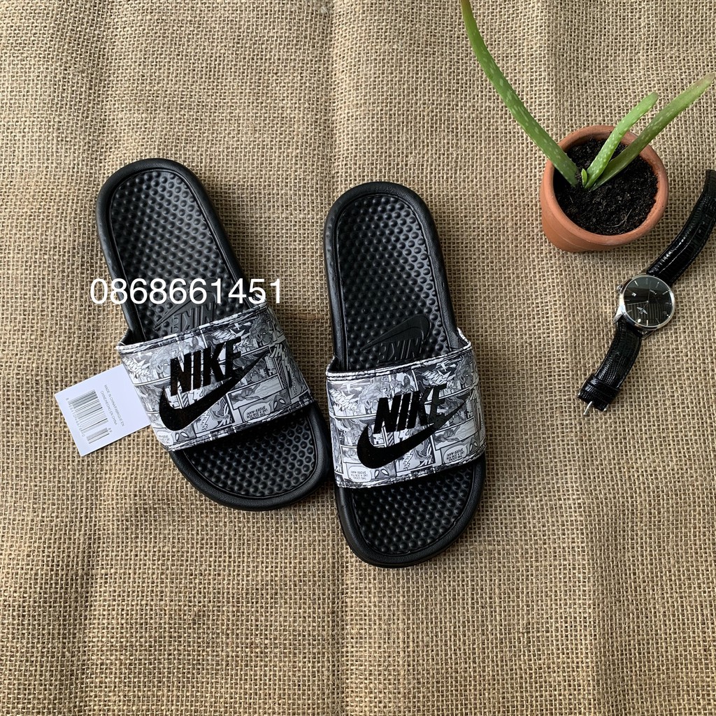 dép nike marvel họa trắng đen nam nữ kèm hộp