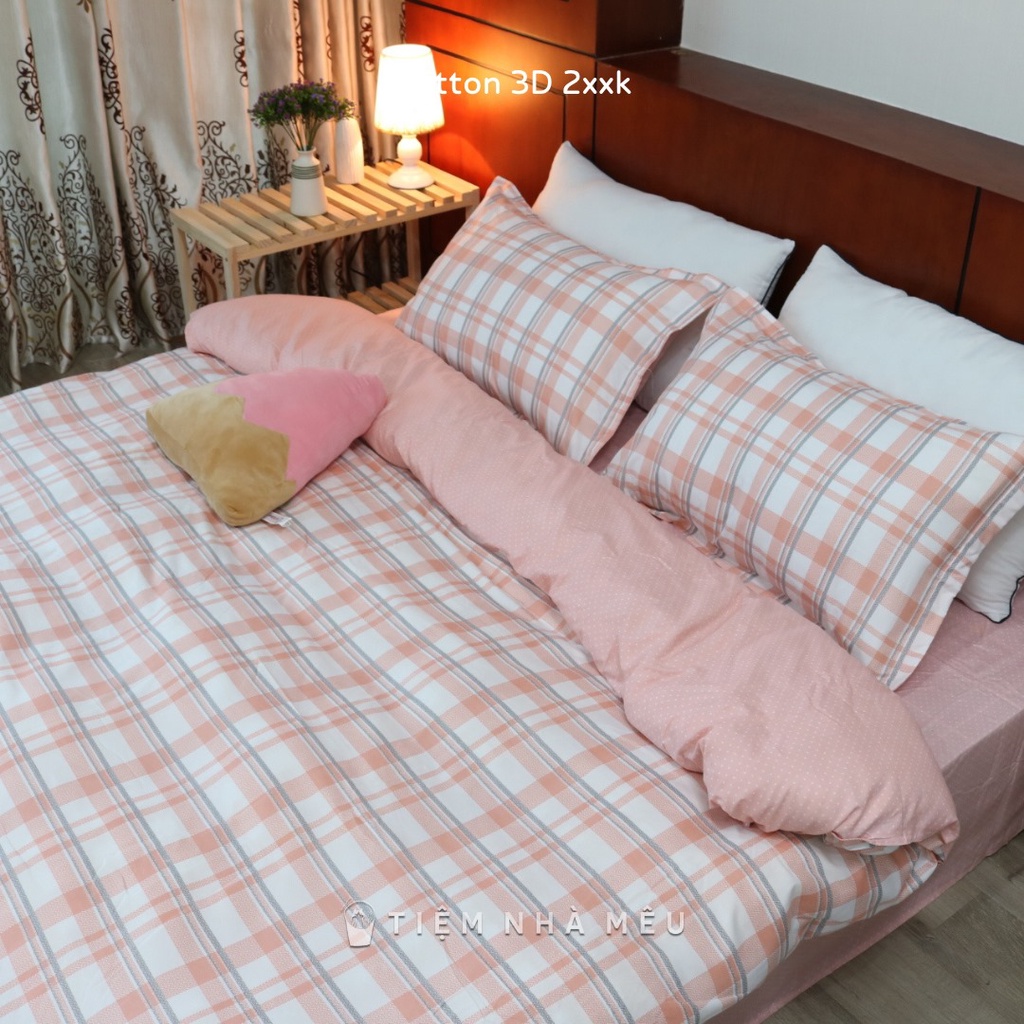 (Nhiều Mẫu Mới - Full Size ) Bộ 4 Món Chăn Ga Gối ✨ m6/m8/2m✨ Họa Tiết Basic Caro Cotton 80% Tiệm Nhà Mêu | BigBuy360 - bigbuy360.vn
