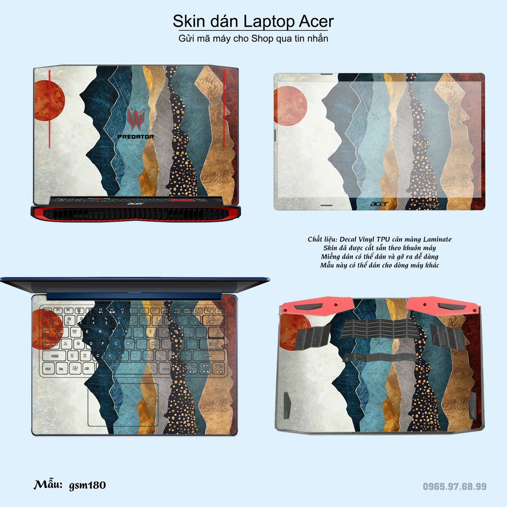 Skin dán Laptop Acer in hình sơn mài (inbox mã máy cho Shop)