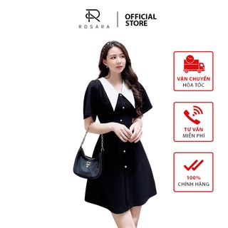 Váy đầm thiết kế dáng xòe cổ sơ mi cách điệu tiểu thư Rosara VM63