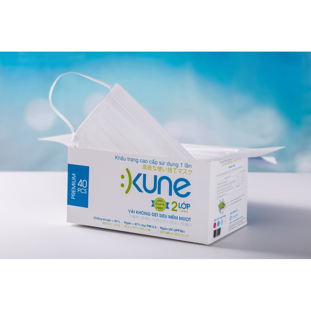[Hết] HỘP KHẨU TRANG Y TẾ CAO CẤP SIÊU MỀM MƯỢT NHẬT BẢN KUNE FRESH 2 LỚP - HỘP 40 CHIẾC