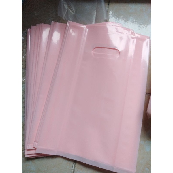 Túi Nilong Đựng Hàng Hột Xoài Có Quai Xách Pe Dẻo Bóng Loại 1 Màu Hồng Đào, Hồng Pastel