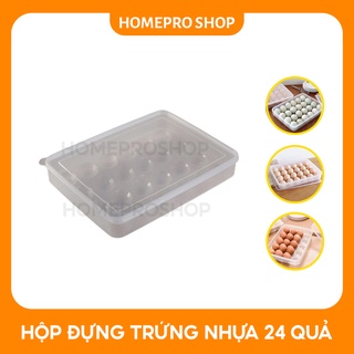 Hộp đựng trứng 24 quả trong suốt có nắp đậy tiện dụng để trong tủ lạnh