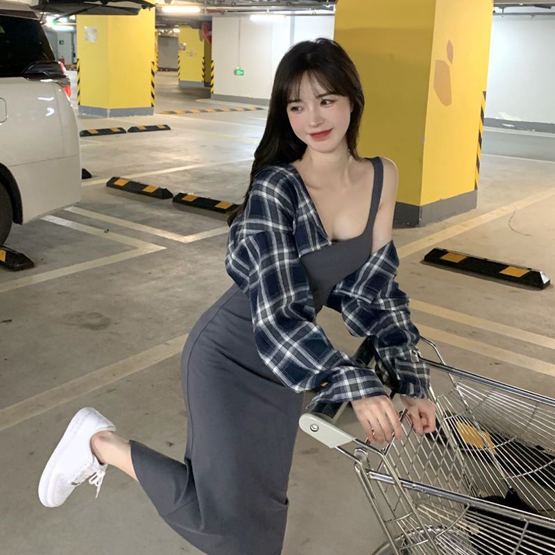 Áo Sơ Mi Caro Tay Dài Cổ Polo Dáng Ngắn Phong Cách Hàn Quốc Thời Trang Mùa Thu 2022