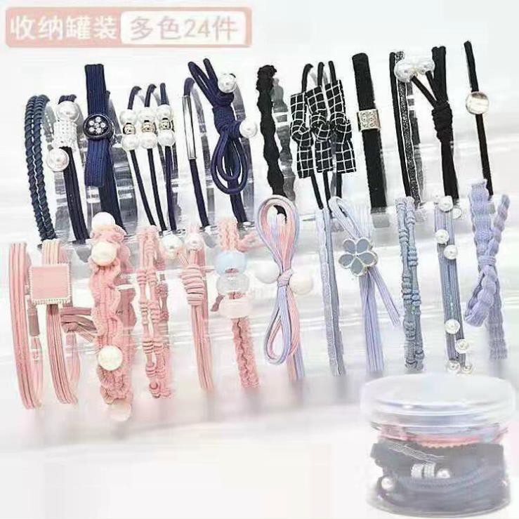[sẵn hàng giao ngay] Set 24 dây thun cột tóc đơn giản phong cách Hàn Quốc  chuyên sỉ sll