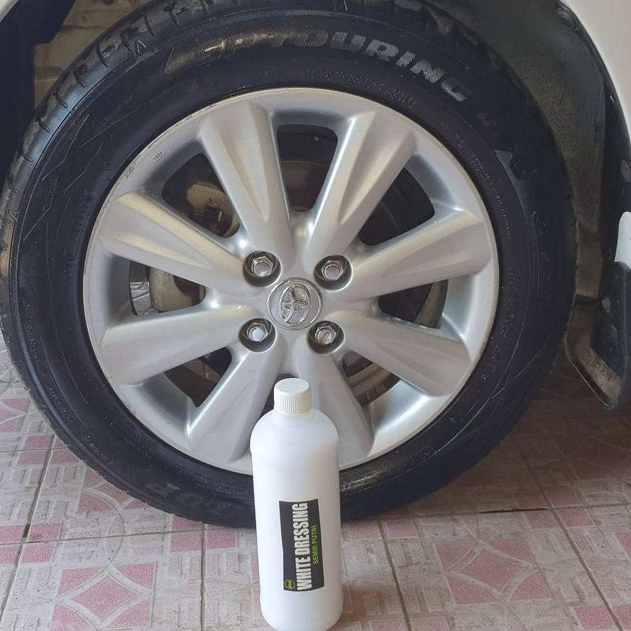 Bán Chạy nhất,! Sơn Đánh Bóng Lốp Xe Công Thức Ướt Nhìn 1 Lít Cao Cấp Mới Nhất Màu Trắng