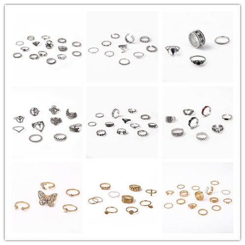 1 Bộ Nhẫn Đeo Chéo Hình Mạng Nhện Rắn Mặt Trăng Ngôi Sao Thời Trang Phong Cách Gothic