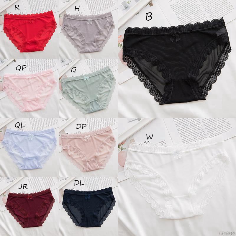 Quần Lót Ren Không Đường May Đính Nơ Thoáng Khí Cho Nữ