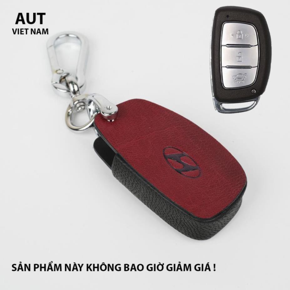 Bao da chìa khóa Smartkey Hyundai Tucson I10 da bò handmade cao cấp