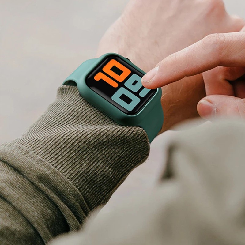 Set 3 Món Ốp Silicone + Dây Đeo Nylon Cho Apple Watch 45mm 41mm 38mm 42mm 44mm 40mm Iwatch Series 7 / 6 / SE / 5 / 4 / 3 / 2 / 1
