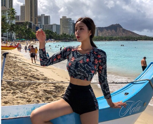 (Có sẵn) bikini dài tay họa tiết mẫu mới 2020