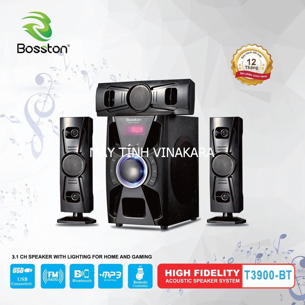 Loa vi tính 3.1 Bosston T3900-BT – LED RGB (Bluetooth, USB, Thẻ nhớ, 220V) - Âm thanh chất lượng - Cao cấp