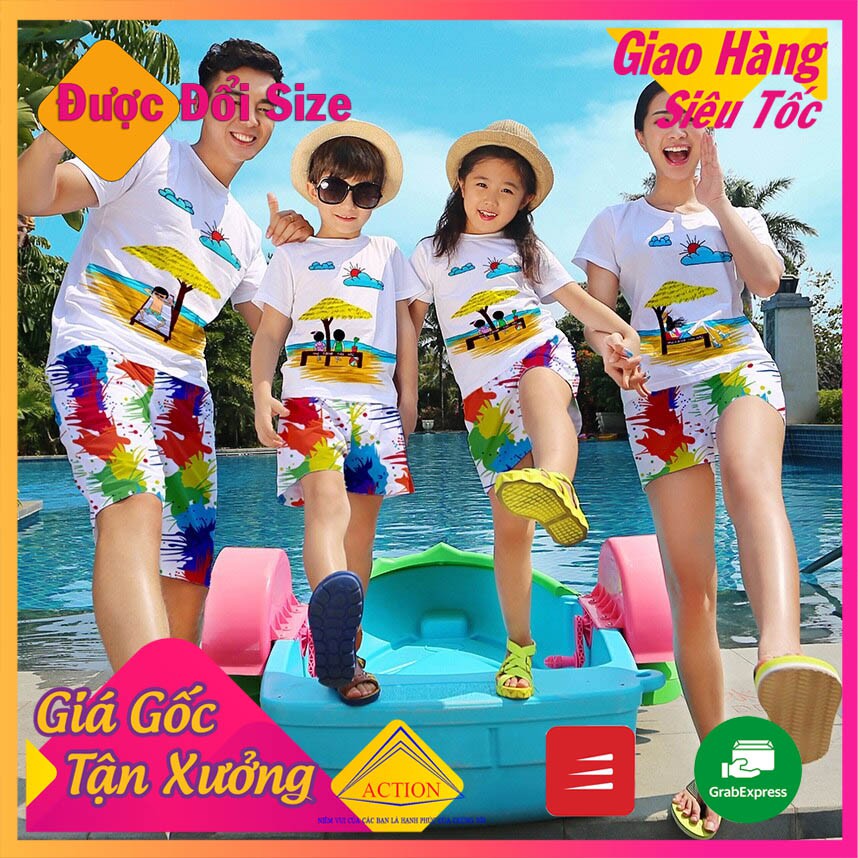 Set đồ đi biển gia đình du lịch mới nhất Bin Action