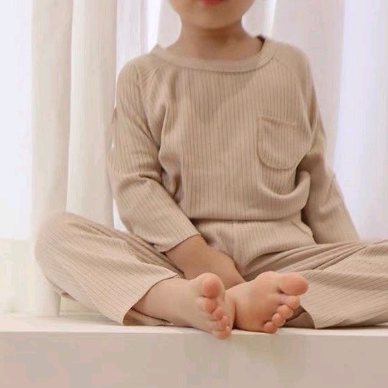 Bộ Dài Tay Có Túi Áo Chất Cotton Tăm Cực Mềm MỊn Cho Bé