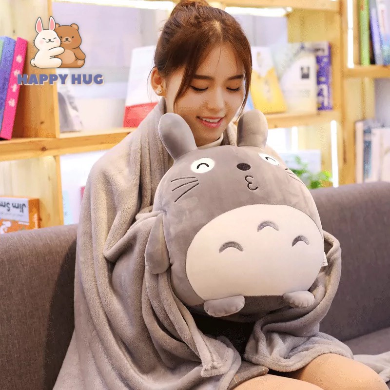 Thú bông Totoro gối ôm dễ thương Size 30x36cm, siêu mềm mịn - Happy Hug