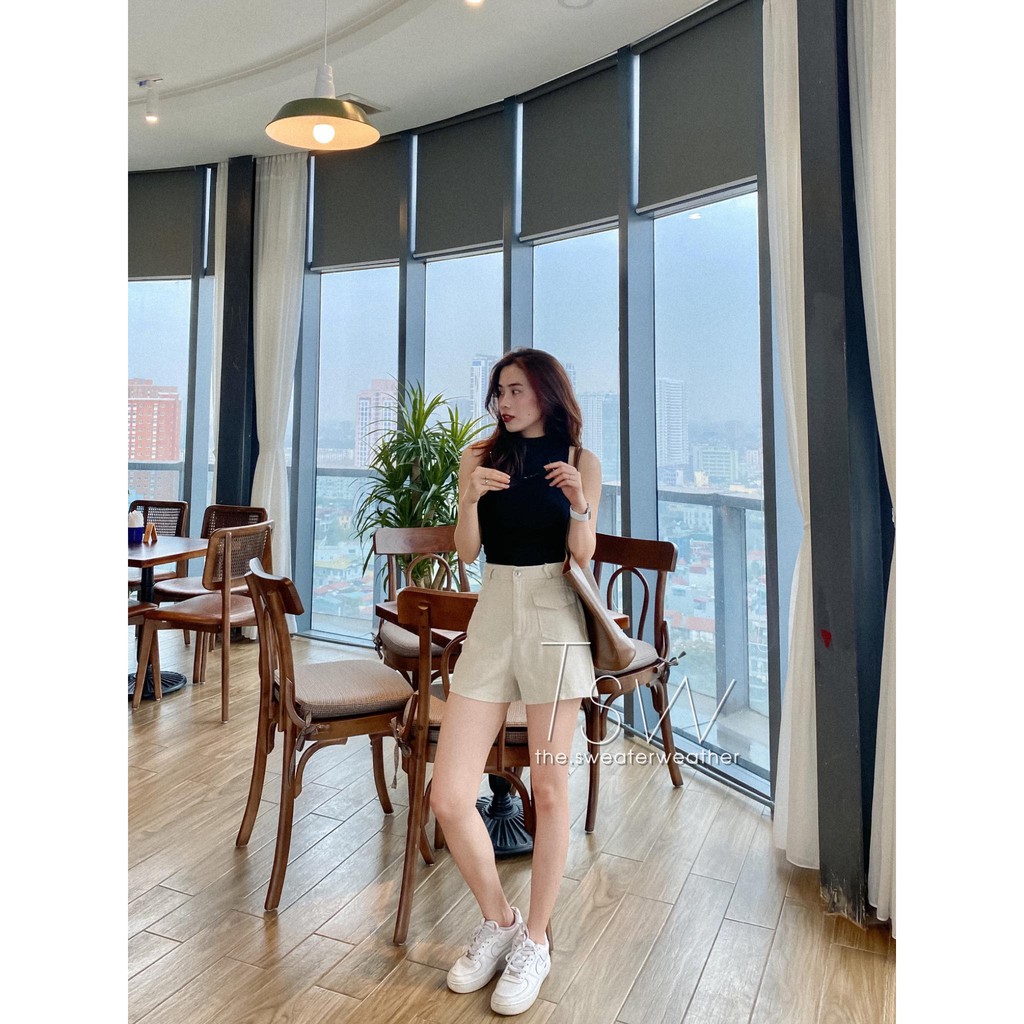 Quần short thô cạp cao 1 túi (Ảnh thật) | BigBuy360 - bigbuy360.vn
