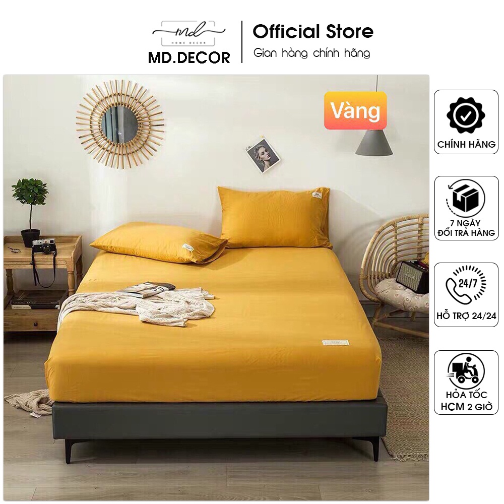 Bộ ga vỏ gối cotton tici MD.Decor - Bedding trơn màu nhiều kích thước nệm m6 m8