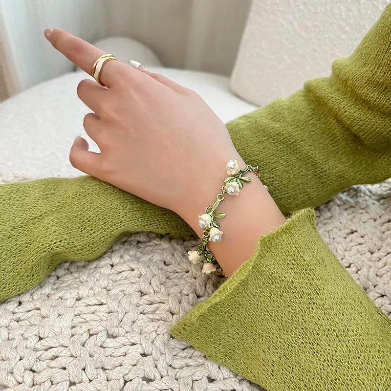Bộ Trang Sức Hình Hoa Lan Đính Ngọc Trai Nhân Tạo Sang Trọng Cho Nữ