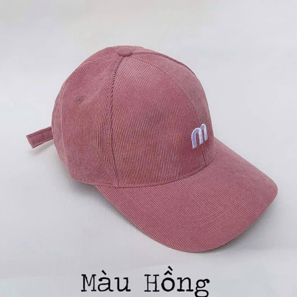 Nón kết, mũ lưỡi trai nam nữ Chữ M vải NHUNG đẹp thời trang cá tính chuẩn phong cách
