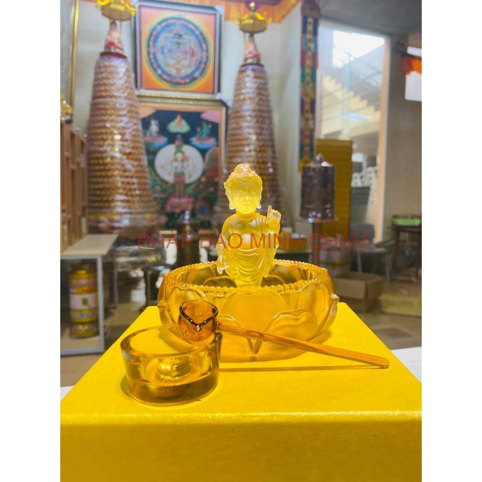 [PHÁP BẢO MINH CHÂU] Bộ tắm Phật Đản Sanh lưu ly