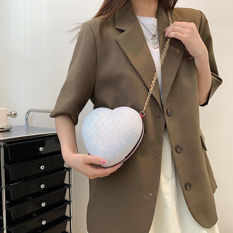 Túi đeo chéo JASMIN NOIR đính kim sa phối dây xích thời trang cho nữ