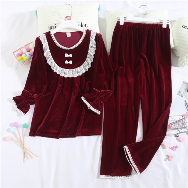 BỘ NGỦ NỮ PIJAMA NHUNG TIỂU THƯ CAO CẤP