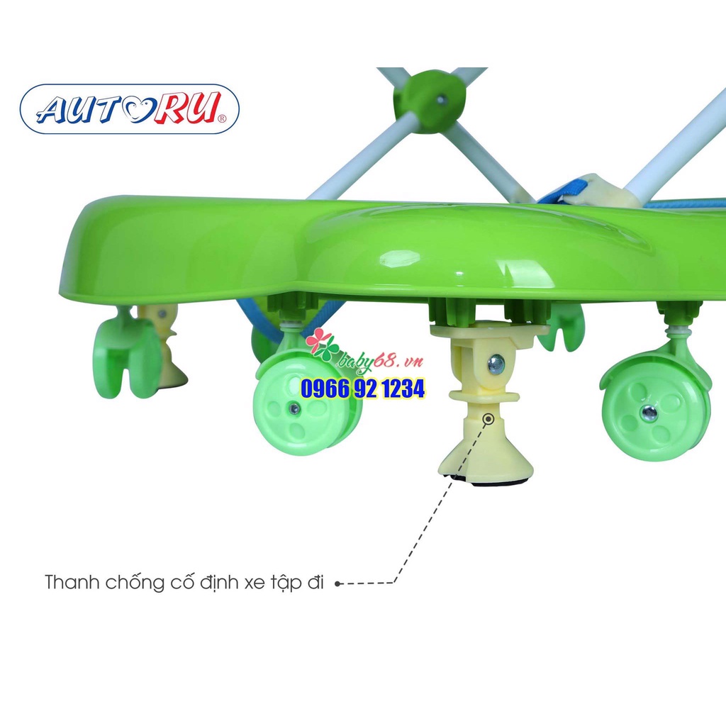 Xe tập đi nhựa hình voi Autoru AUBW02 - Có nhạc + cần đẩy + tấm lót chân