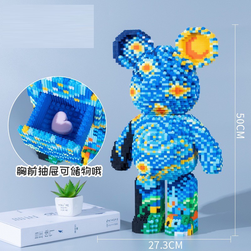 Mô hình lắp ráp gấu Bearbrick kHỔNG LỒ cỡ lớn 55cm siêu hot xếp hình gấu đáng yêu trang trí decor