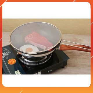 Tấm đậy chảo ngăn bỏng bắn dầu mỡ có tay cầm