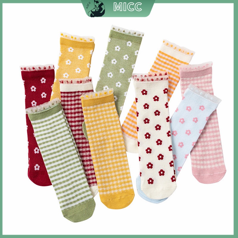 Đôi vớ cotton phối ren lưới thoáng khí cho bé