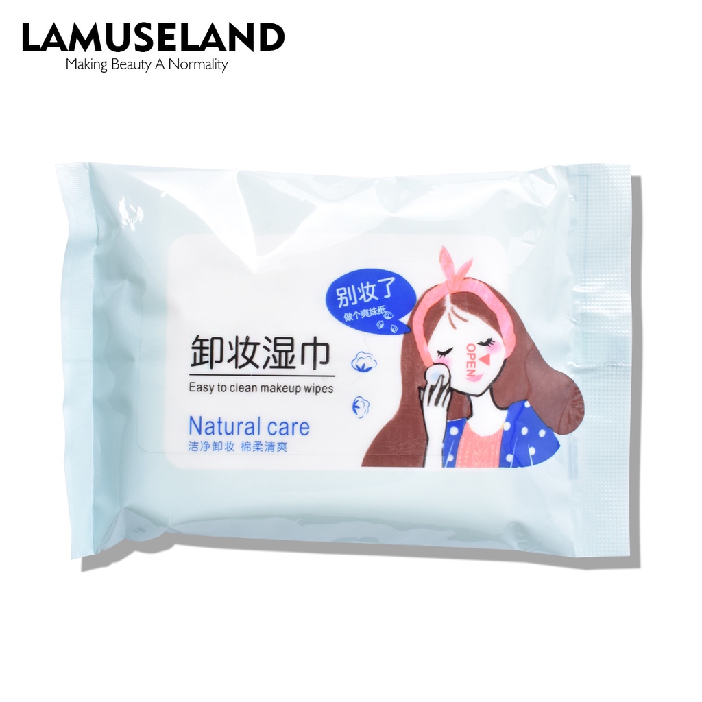 Gói 25 khăn giấy tẩy trang LAMUSELAND làm sạch sâu dưỡng ẩm cấp nước sử dụng một lần chuyên dụng