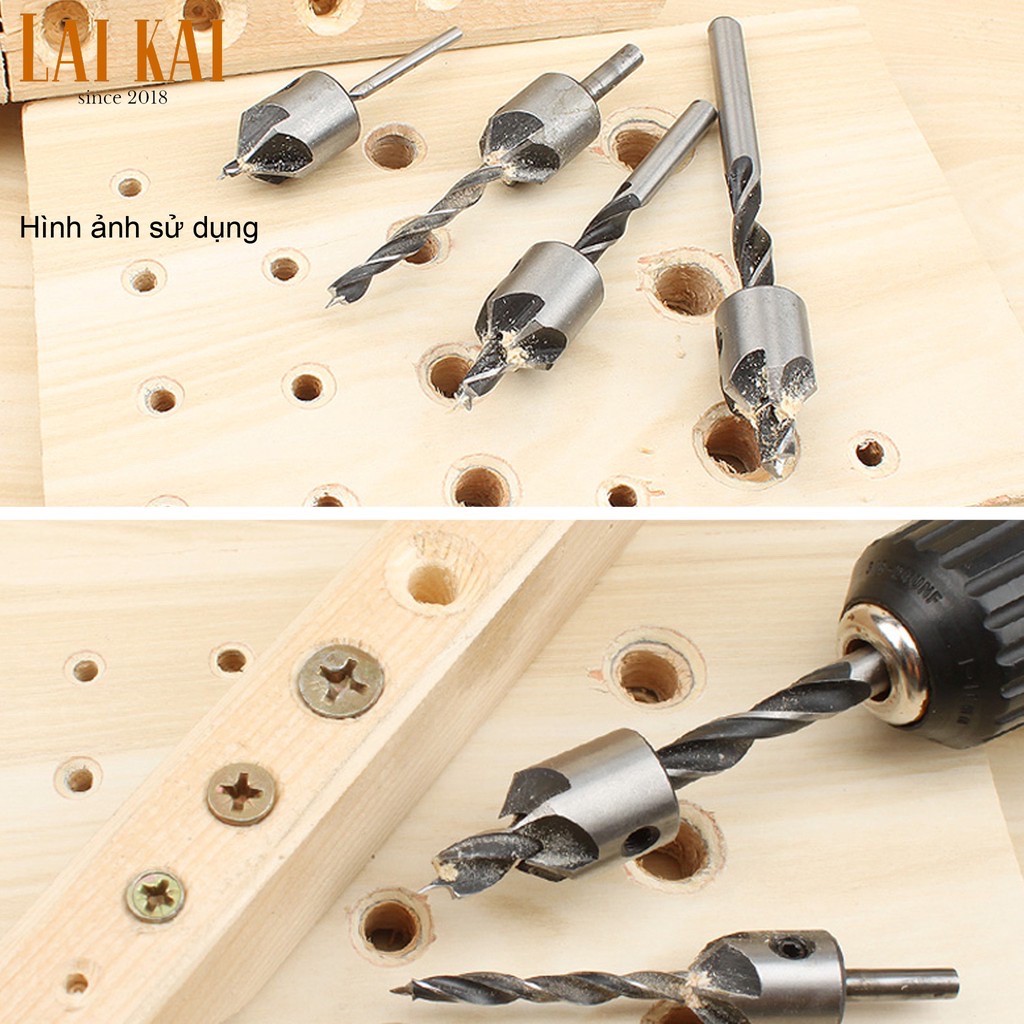 BỘ MŨI KHOAN GỖ BẮT ÂM MŨ VÍT ĐẦU ĐINH CHUYÊN DỤNG