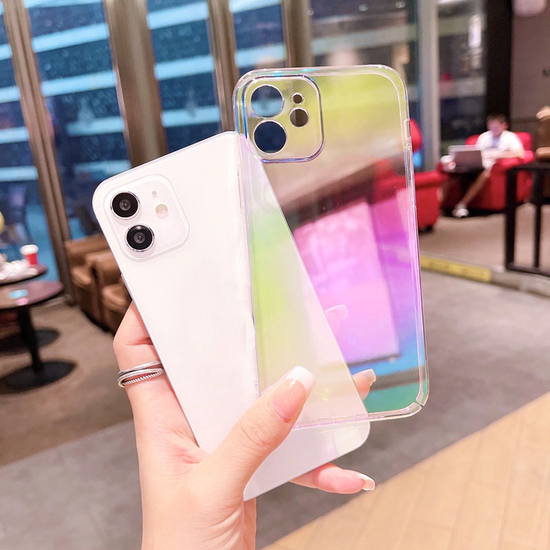 Ốp Điện Thoại Cứng Trong Suốt Mạ Điện Màu Gradient Cho OPPO Reno 8 7Z 6 5Z 5 4Z A31 A9 A5 2020 F11
