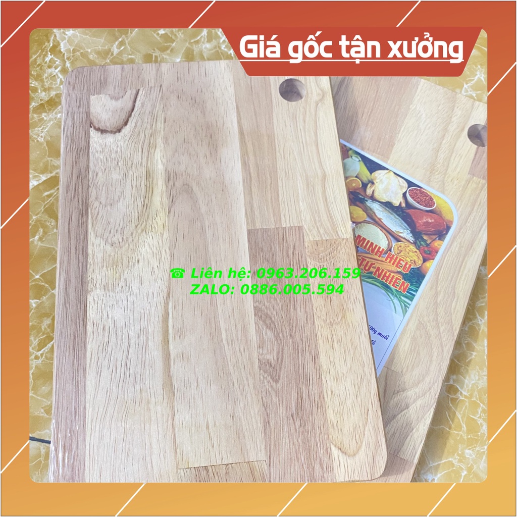 Thớt gỗ chữ nhật cao su tự nhiên 20x30x1,8cm